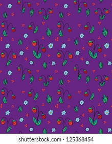 Flower and strawberry seamless pattern. Floral background. Vector illustration
