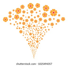 Flower stream fountain. Vector illustration style is flat iconic symbols. Object fountain constructed from random pictographs as flower fireworks.