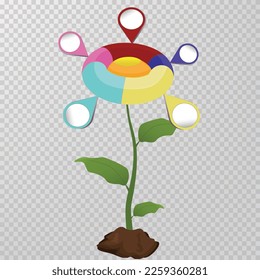 Flower style infographic 5 colored chart.
