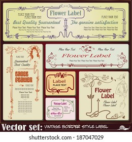 Flower style labels on different topics for decoration and design 