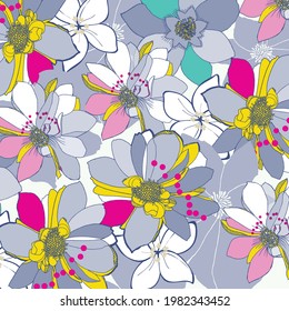 Flower background. Liberty style. Seamless vector texture. 