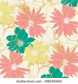 Flower background. Liberty style. Seamless vector texture. 