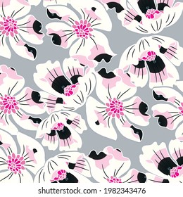 Fondo de las flores. Estilo de la libertad. Textura vectorial sin inconvenientes. 