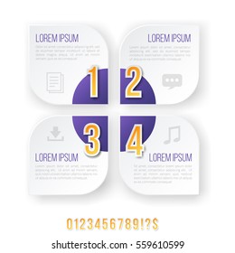 Flower Style Violet Colored Bright Infographics Vector Numbers Set for Options. Template for brochure, business charts, web design and posters