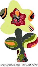 Flower Stylized folk art element naive style Vector isolated clipart element