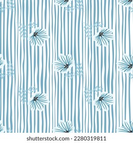Flower stylized seamless pattern. Cute botanical illustration. Abstract floral background. Simple design for fabric, textile print, wrapping, cover. Vector illustration