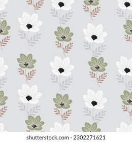 Patrón impecable de las flores. Cuta ilustración botánica. Resumen del fondo floral. Diseño sencillo para tela, impresión textil, envoltura, cubierta. Ilustración del vector