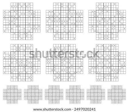 Flower Sudoku game set  with solutions.