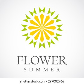 Flower of summer abstract vector logo design template natural beauty icon business of company identity symbol concept