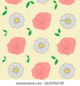 Flor padrão de verão rosa margarida