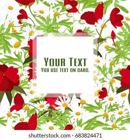 The flower summer with Red flower and daisy. Flower seamless pattern and background. Vector illustration.