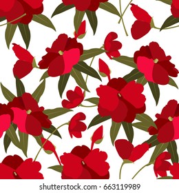 The flower summer with Red flower . Flower seamless pattern and background. Vector illustration.