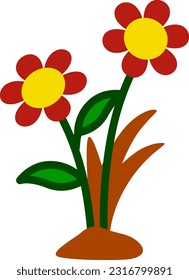 Blumensonne süßer Cartoon, Vektorgrafik