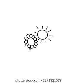  flower and sun doodle vector illustration