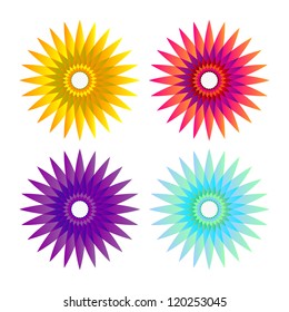 Flower sun fire ornament (red yellow blue purple)