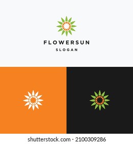 Plantilla de diseño de iconos para el logotipo de Flower Sun