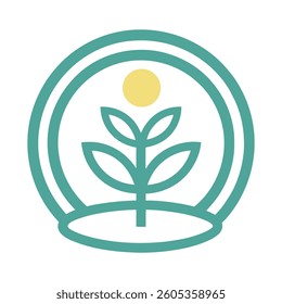 Flower and Sun Symbol Logo Vector.