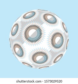 flower suns decorated ball in multicolor soft blue silver shades