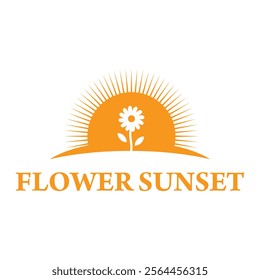 flower sunset flat minimalist logo design