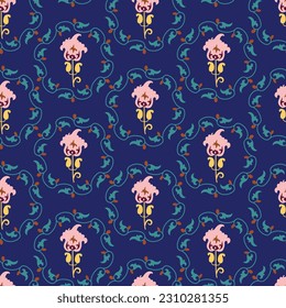 Flower from suzani carpet - traditional home interior in some peoples of Central Asian region. Uzbekistan culture. Suzane. 