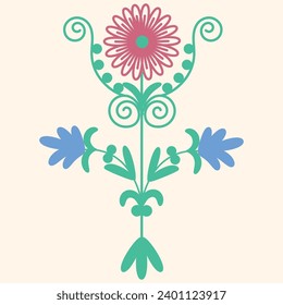 Flower from suzani carpet - traditional ornaments of uzbek culture and other countries. Oriental pattern for creating beautiful designes. 