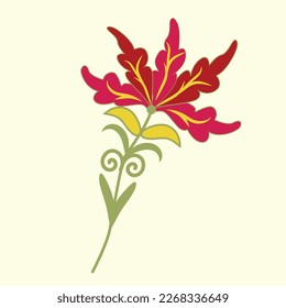 Flower from suzani - simple shape patterns for creating designs and other things. Uzbekistan culture. Textile product. 