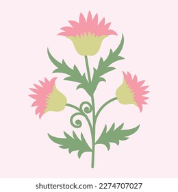 Flower from suzani - simple shape patterns for creating designs and other things. Uzbekistan culture. Textile product. 