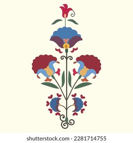 Flower from suzani - simple shape patterns for creating designs and other things. Uzbekistan culture. Textile product. 