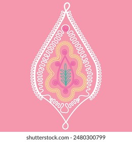 Flower from suzani - simple shape patterns for creating designs and other things. Uzbekistan culture. Textile product.	