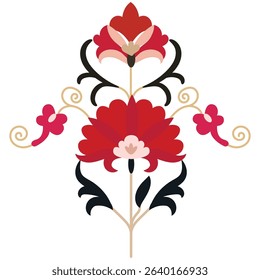 Flower from suzani - simple shape patterns for creating designs and other things. Uzbekistan culture. Textile product.