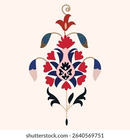 Flower from suzani - simple shape patterns for creating designs and other things. Uzbekistan culture. Textile product.