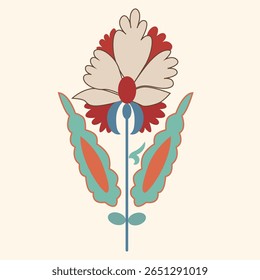 Flower from suzani - simple shape patterns for creating designs and other things. Uzbekistan culture. Textile product.