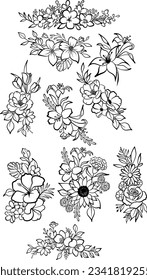 Flower svg bundle, floral arrangement svg, floral, wildflower svg, floral border svg, bouquet, flower border, flower png, plants svg