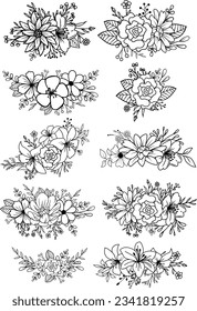 Flower svg bundle, floral arrangement svg, floral, wildflower svg, floral border svg, bouquet, flower border, flower png, plants svg