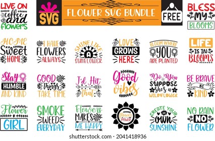 FLOWER SVG T SHIRT DESIGN BUNDLE