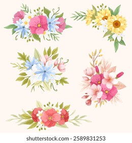 Flower swags arrangement decoration for element wedding invitation or beauty woman related with watercolor style