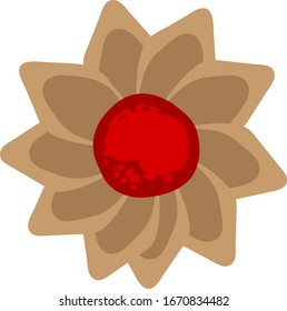 Flower sweet cookie, illustration, vector on white background.