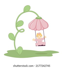 flower swing and baby, vector artwork