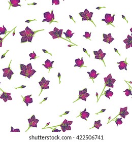 Flower swirl seamless pattern (background, texture, wallpaper). Flowers vector illustration.