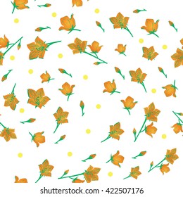 Flower swirl seamless pattern (background, texture, wallpaper). Flowers vector illustration.