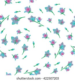 Flower swirl seamless pattern (background, texture, wallpaper). Flowers vector illustration.