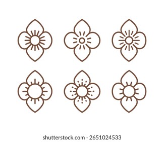 Flower symbol. Geometric shape. Modern abstract linear compositions and graphic design elements.