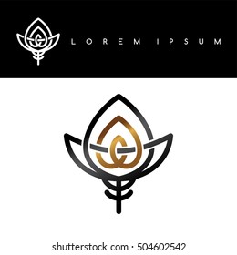 flower symbol gold black monochromatic abstract floral concept logo logotype icon
