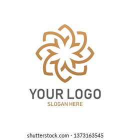 Flower symbol logo gold 