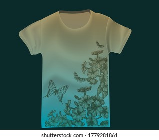 ilustración de la impresión vectorial de diseño de camiseta de flor
