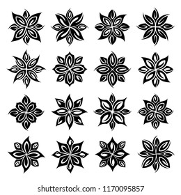 Flower Tattoo Design Vector Set
