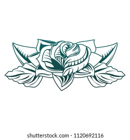 Flower tattoo drawing in blue lines