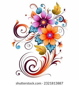 Flower tattoo line art design element