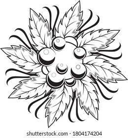 Flower tattoo, mystical symbol. Flowers with strands of beads