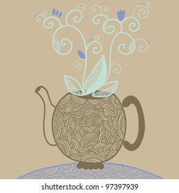 flower in teapot or spring teapot in bloom